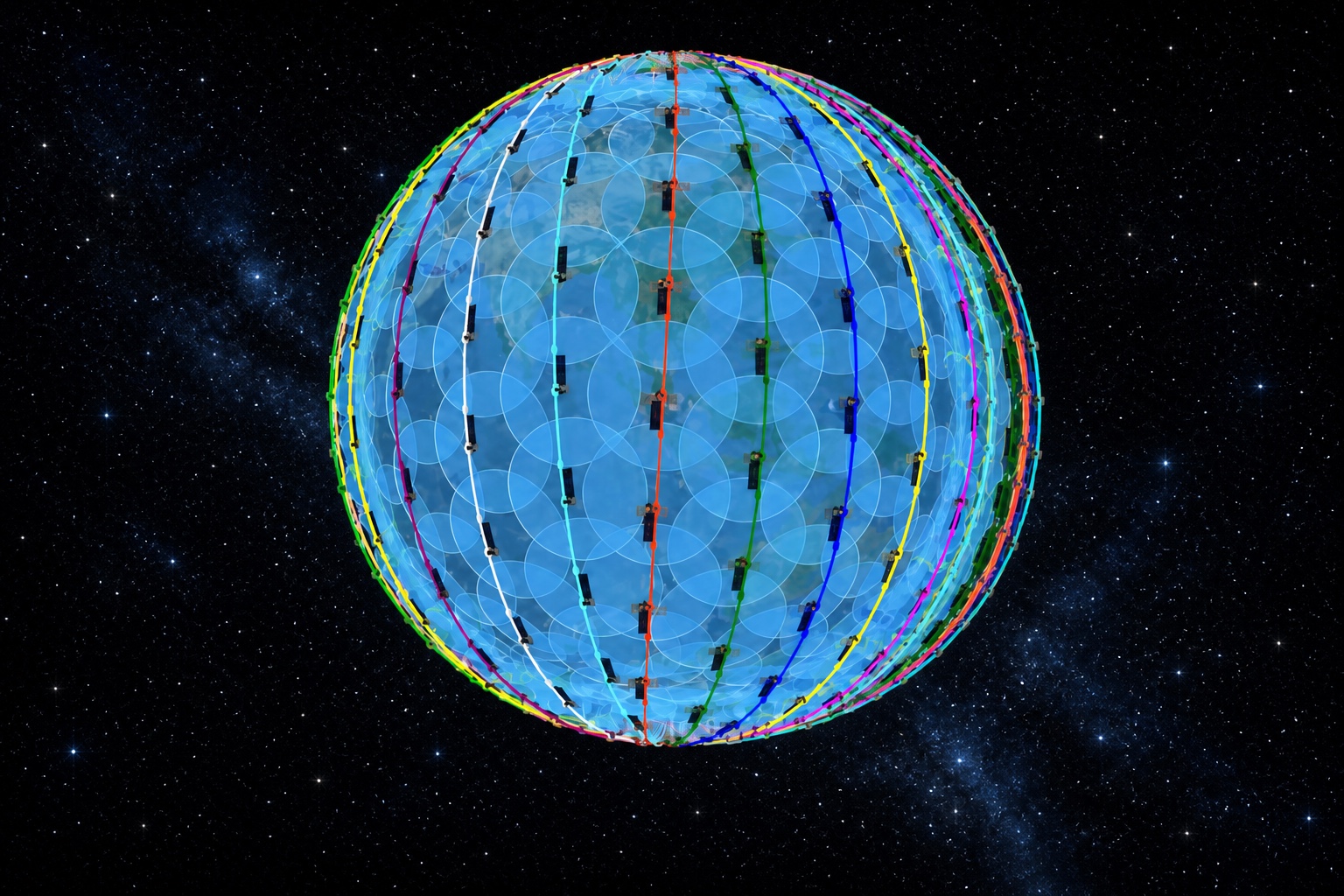 Satellite constellation network orbiting Earth